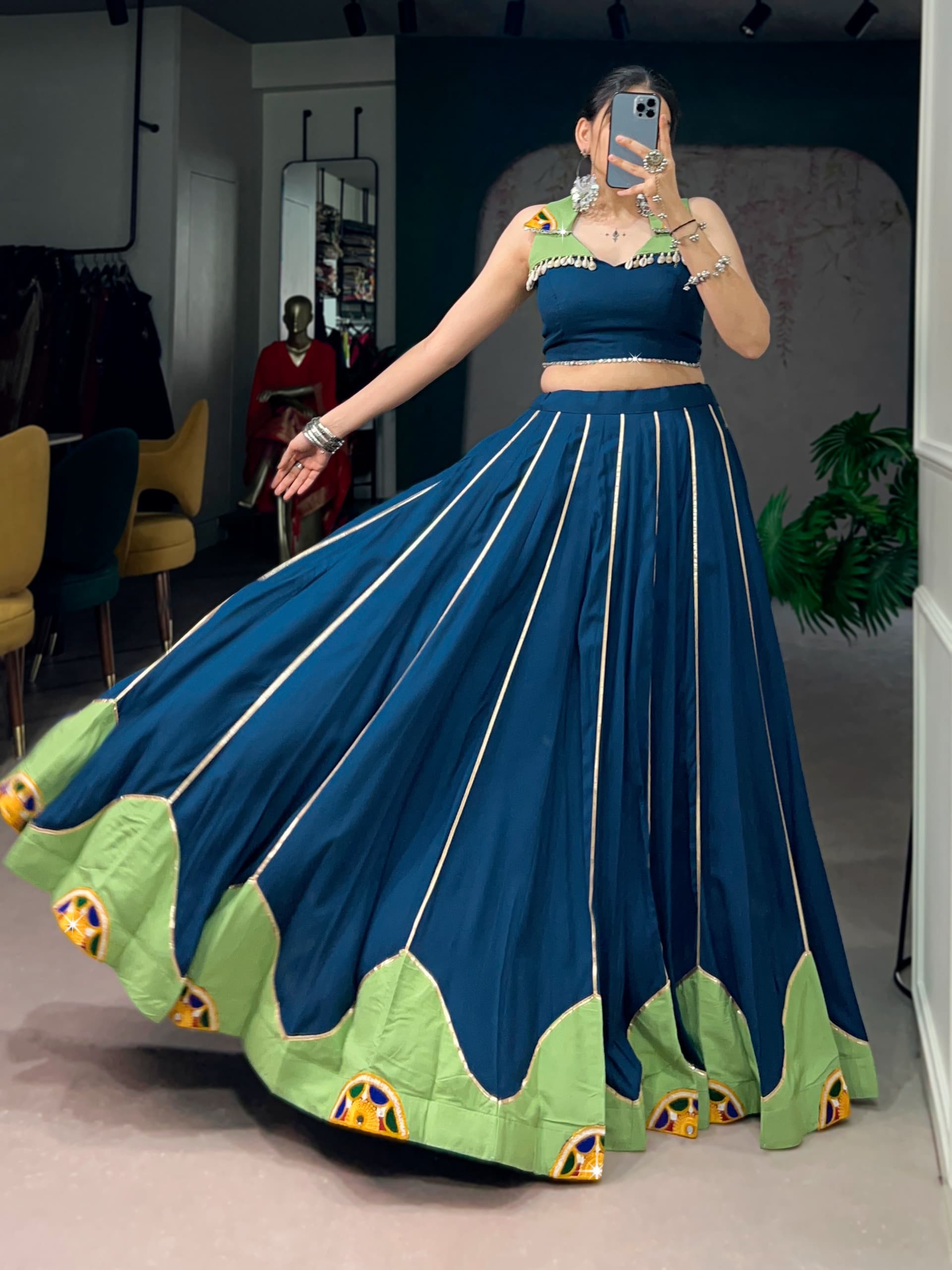 Festival Outfit Crepe Navratri Lehenga | Zyanira
