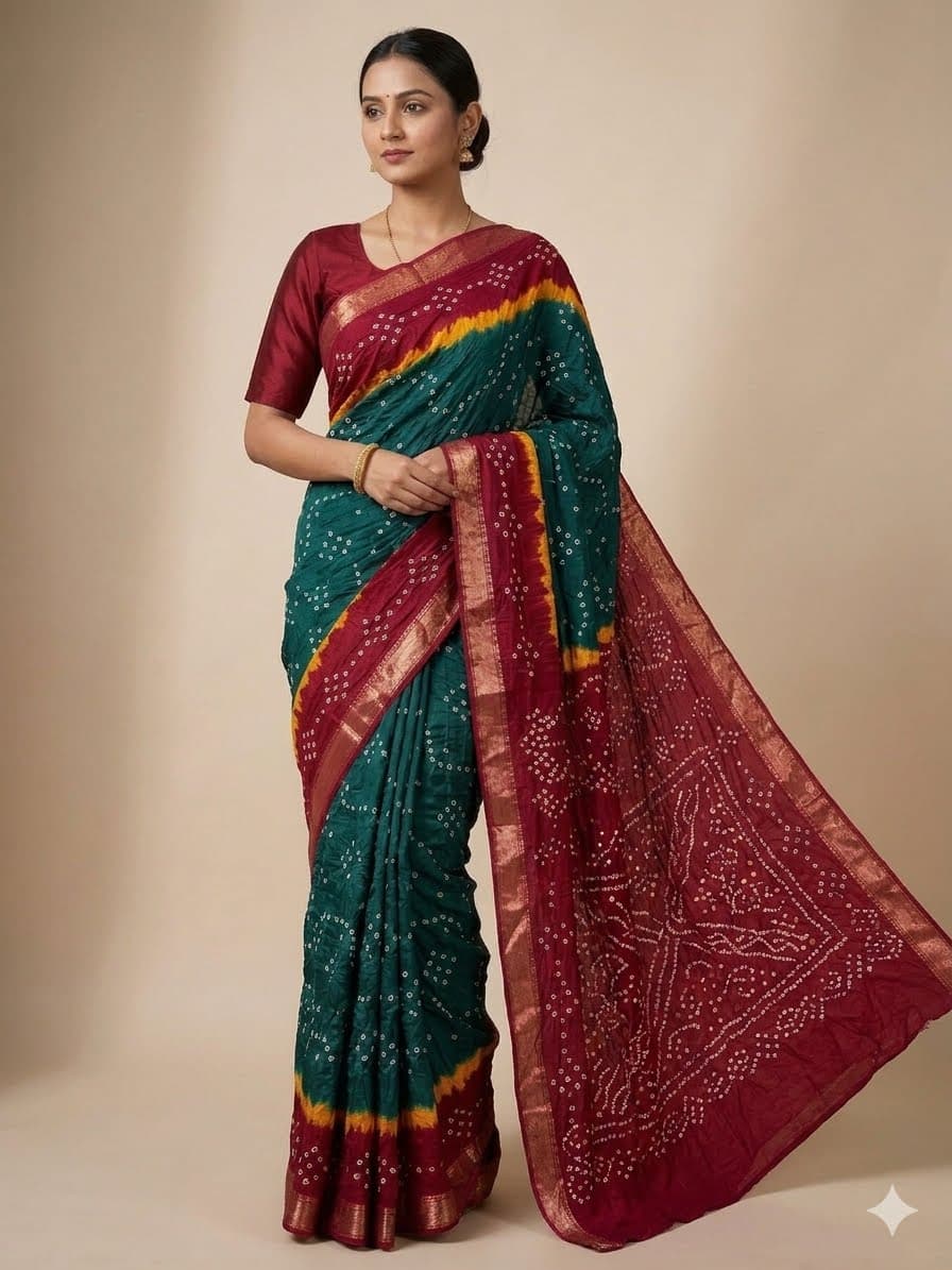 Sarees Cotton Bandhani BANDHANI SAREE | Zyanira