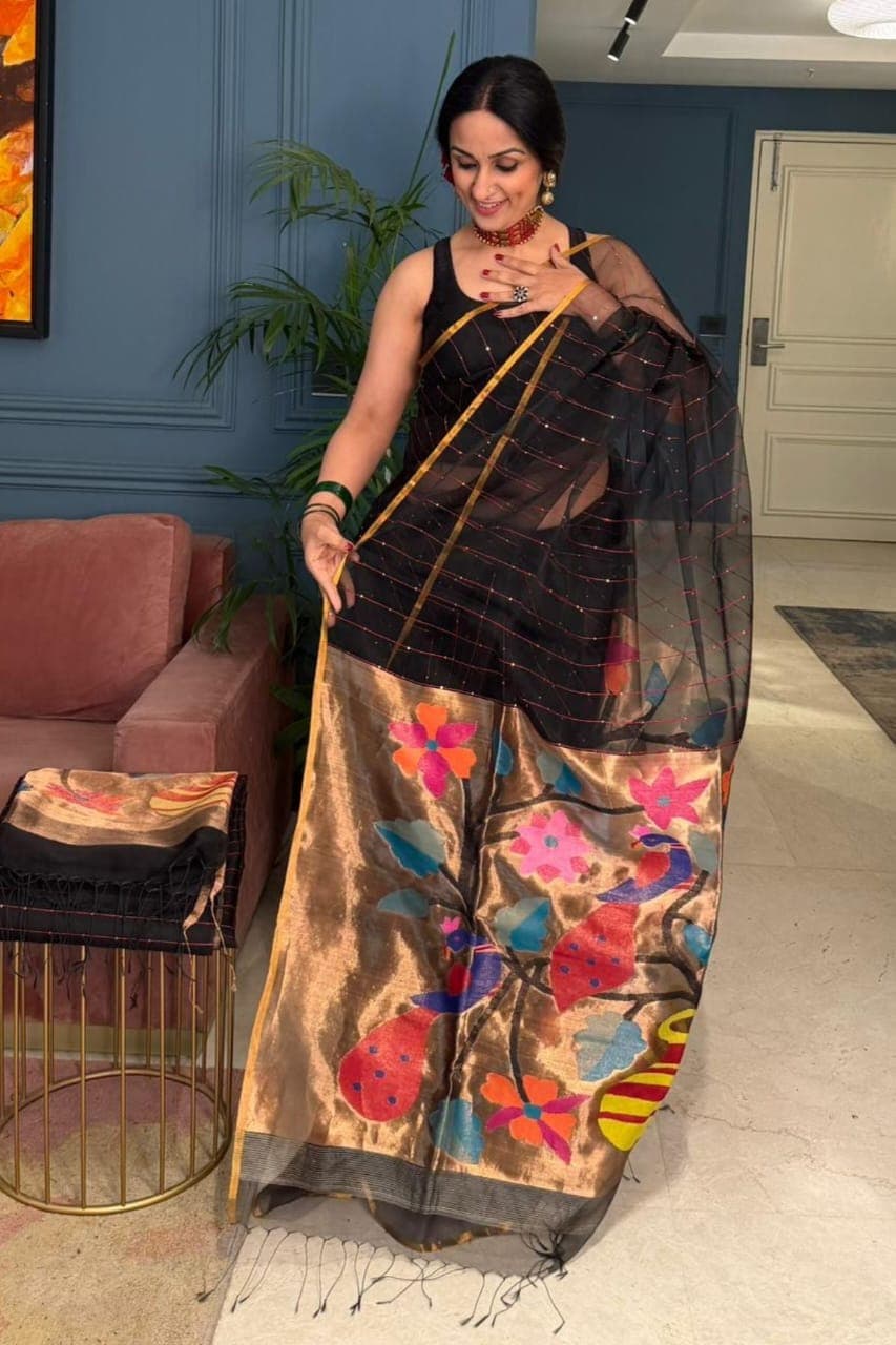 Sarees Maslin Paithani | Zyanira